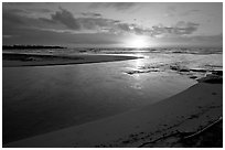 Mouth of the Wailua River, sunrise. Kauai island, Hawaii, USA (black and white)