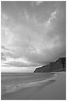 Polihale Beach and Na Pali cliffs,  dusk. Kauai island, Hawaii, USA ( black and white)