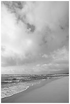 Beach, ocean, and clouds, Lydgate Park, early morning. Kauai island, Hawaii, USA ( black and white)