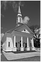 White church, Koloa. Kauai island, Hawaii, USA (black and white)