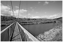 Swinging bridge, Hanapepe. Kauai island, Hawaii, USA (black and white)