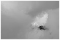 Hole in the clouds, Kalalau lookout, sunset. Kauai island, Hawaii, USA ( black and white)