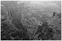 Waipoo falls and Waimea Canyon, dusk. Kauai island, Hawaii, USA ( black and white)