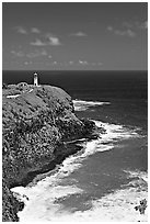 Kilauea Lighthouse, perched on a bluff. Kauai island, Hawaii, USA ( black and white)