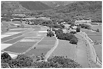 Taro fields and Hanalei River. Kauai island, Hawaii, USA (black and white)