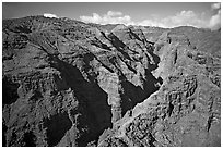 Aerial view of Waimea Canyon. Kauai island, Hawaii, USA ( black and white)