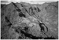 Aerial view of Waimea Canyon. Kauai island, Hawaii, USA (black and white)