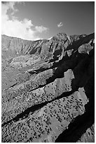 Aerial view of a valley, Na Pali Coast. Kauai island, Hawaii, USA (black and white)