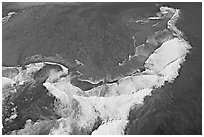 Aerial view of surf. Kauai island, Hawaii, USA (black and white)