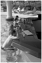 Swim-up bar, Princeville hotel. Kauai island, Hawaii, USA (black and white)