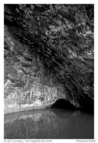 Waikanaloa wet cave. North shore, Kauai island, Hawaii, USA (black and white)