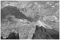 Shadows across Waimea Canyon, afternoon. Kauai island, Hawaii, USA ( black and white)