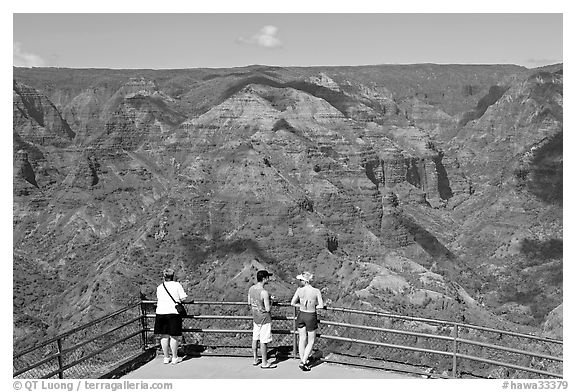 Tourists,  Waimea Canyon lookout. Kauai island, Hawaii, USA