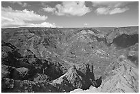 View from Waimea Canyon lookout, afternoon. Kauai island, Hawaii, USA (black and white)