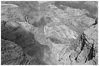 Waipoo falls and Waimea Canyon, afternoon. Kauai island, Hawaii, USA ( black and white)