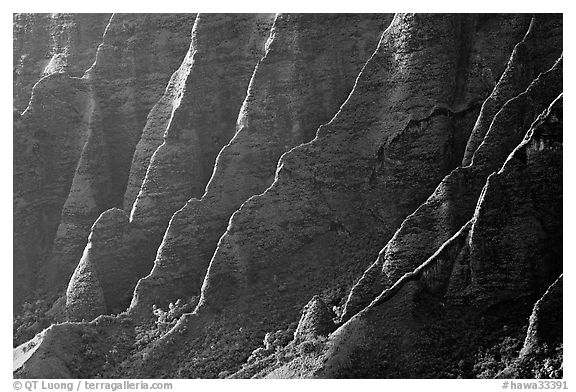 Ridges, Kalalau Valley, sunset. Kauai island, Hawaii, USA