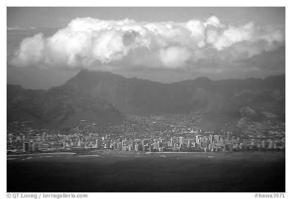 Aerial view. Waikiki, Honolulu, Oahu island, Hawaii, USA