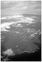 Aerial view of Kohoolawe, Maui in the background. Maui, Hawaii, USA ( black and white)