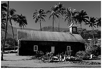 Ihiihio Iehowa o na Kaua Church, Keanae Peninsula. Maui, Hawaii, USA ( black and white)