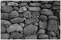 Detail of ancient hawaiian wall, Kaloko-Honokohau National Historical Park. Hawaii, USA (black and white)