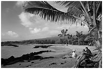 Evening on Honokohau Beach, Kaloko-Honokohau National Historical Park. Hawaii, USA (black and white)