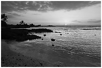 Sunset, Honokohau Beach, Kaloko-Honokohau National Historical Park. Hawaii, USA (black and white)