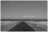 Road and Pacific Ocean, South Point. Big Island, Hawaii, USA ( black and white)