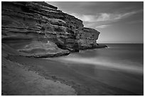 Papakolea Beach and cliff. Big Island, Hawaii, USA (black and white)