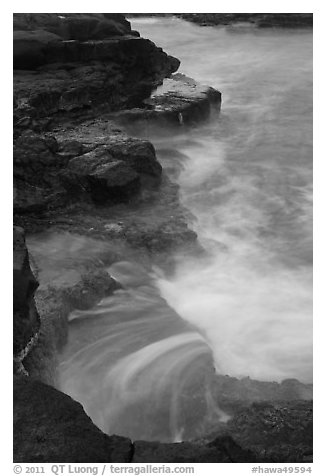 Volcanic rock and surf, South Point. Big Island, Hawaii, USA (black and white)