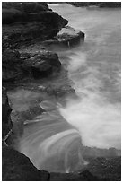 Volcanic rock and surf, South Point. Big Island, Hawaii, USA (black and white)