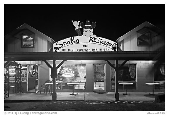 Most southern bar in the USA at night. Big Island, Hawaii, USA