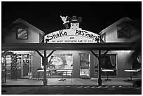 Most southern bar in the USA at night. Big Island, Hawaii, USA (black and white)