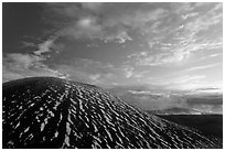 High altitude volcano with snow at sunset. Mauna Kea, Big Island, Hawaii, USA (black and white)