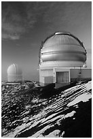 Gemini Northern Telescope and Canada-France Telescope. Mauna Kea, Big Island, Hawaii, USA ( black and white)