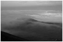 Sea of clouds and earth shadow. Mauna Kea, Big Island, Hawaii, USA (black and white)