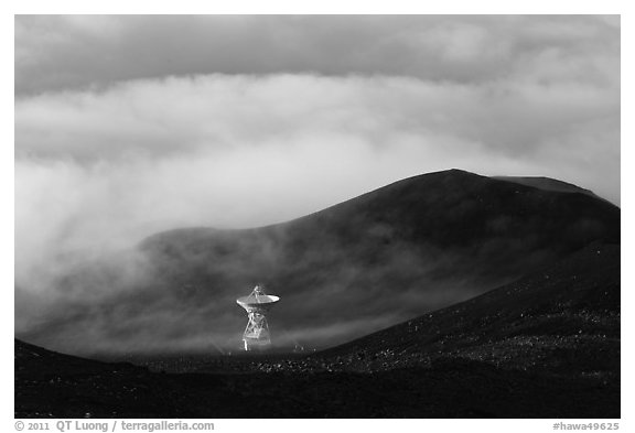 Radio telescope and clouds. Mauna Kea, Big Island, Hawaii, USA