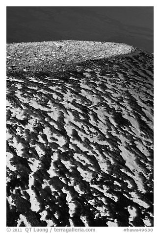 Snow pattern on top of cinder cone. Mauna Kea, Big Island, Hawaii, USA (black and white)