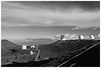 Summit observatory complex. Mauna Kea, Big Island, Hawaii, USA (black and white)