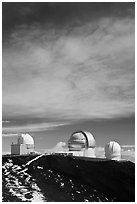 Summit observatories. Mauna Kea, Big Island, Hawaii, USA ( black and white)