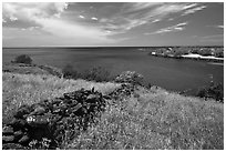 Site of submerged Hale o Kapuni Heiau, Puukohola Heiau National Historic Site. Big Island, Hawaii, USA (black and white)