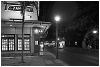 Front street at night. Lahaina, Maui, Hawaii, USA ( black and white)