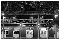 Pioneer Inn facade at night. Lahaina, Maui, Hawaii, USA ( black and white)