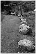 Rocks painted pink, Kahakuloa. Maui, Hawaii, USA (black and white)