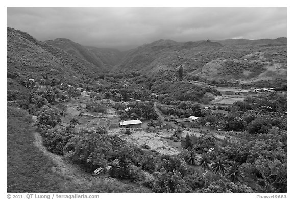 Kahakuloa valley. Maui, Hawaii, USA (black and white)