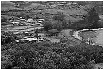 Beach and village,  Kahakuloa. Maui, Hawaii, USA ( black and white)