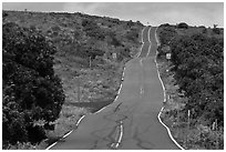 Rough road south of island. Maui, Hawaii, USA ( black and white)