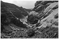 Deeply eroded canyon. Maui, Hawaii, USA (black and white)