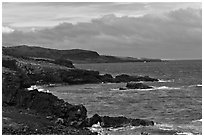 Man fishing, Southern coastline. Maui, Hawaii, USA ( black and white)