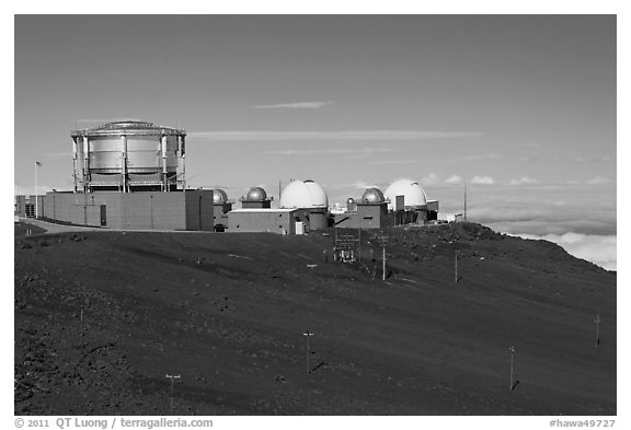 Maui Space Surveillance Complex, Haleakala observatories. Maui, Hawaii, USA (black and white)