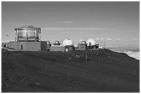 Maui Space Surveillance Complex, Haleakala observatories. Maui, Hawaii, USA ( black and white)